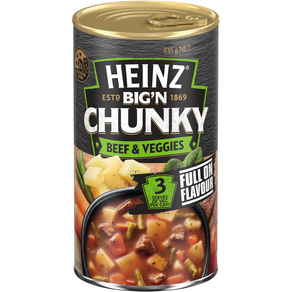 Calories in Heinz Big N Chunky Canned Soup Beef & Vegetable calcount