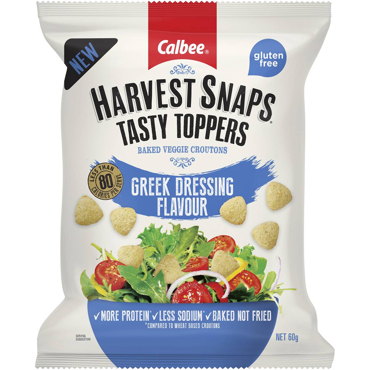 Calories in Calbee Harvest Snaps Tasty Toppers Greek Flavour