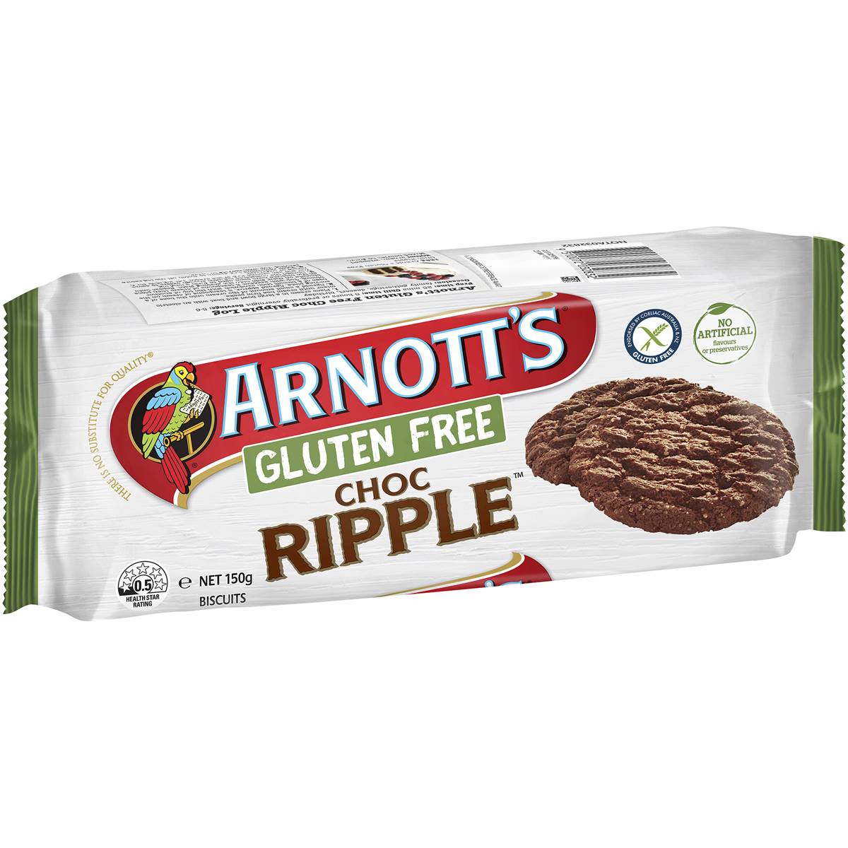 Calories in Arnott's Gluten Free Choc Ripple Biscuits calcount