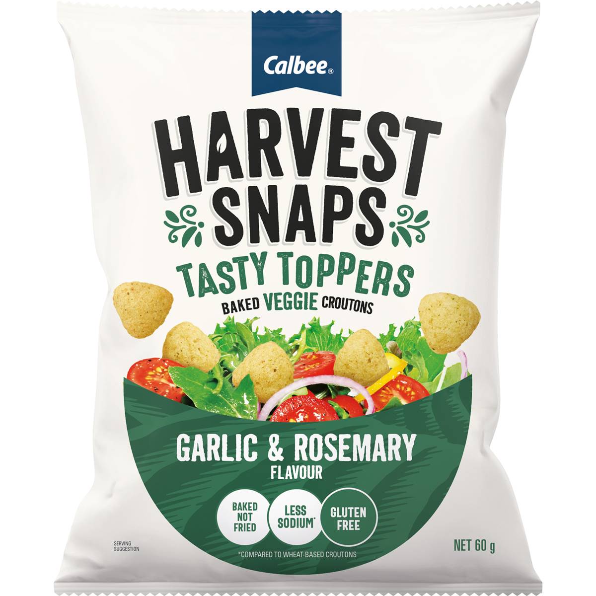 Calories in Calbee Harvest Snaps Tasty Toppers Garlic & Rosemary Flavour