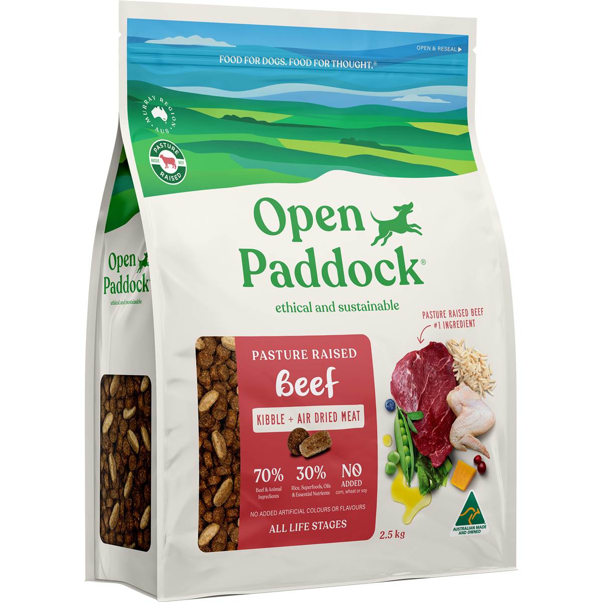 Open Paddock Beef Kibble & Air Dried Meat Dry Dog Food 2.5kg – Woolworths