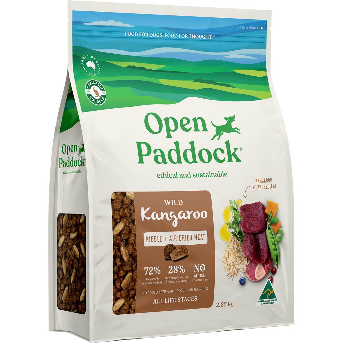 Open Paddock Wild Kangaroo Kibble & Air Dried Dry Dog Food 2.25kg – Woolworths