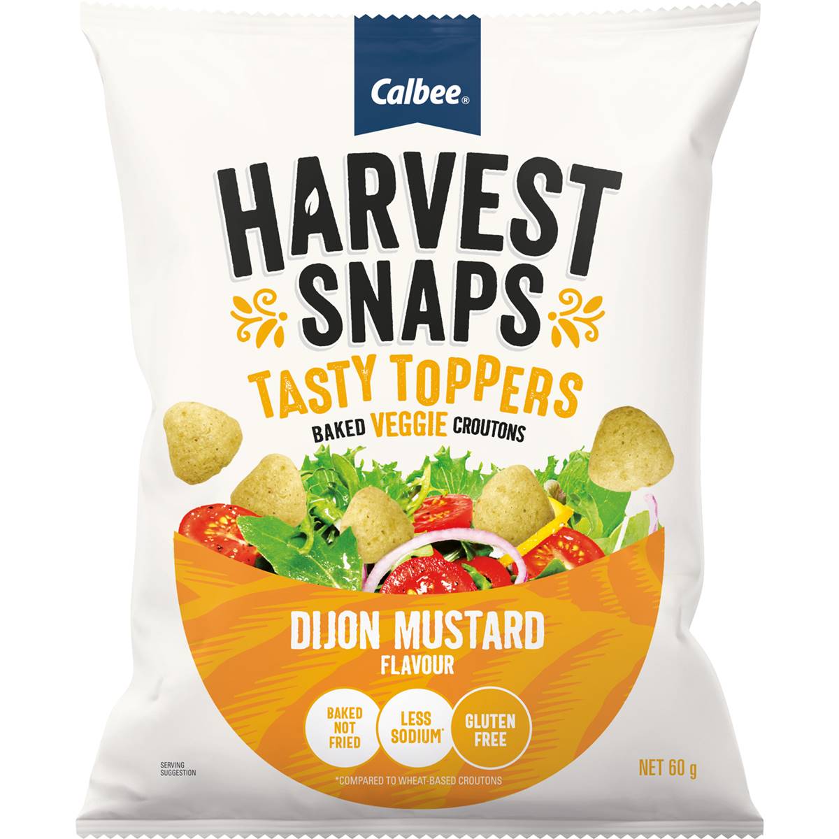 Calories in Calbee Harvest Snaps Tasty Toppers Dijon Flavour