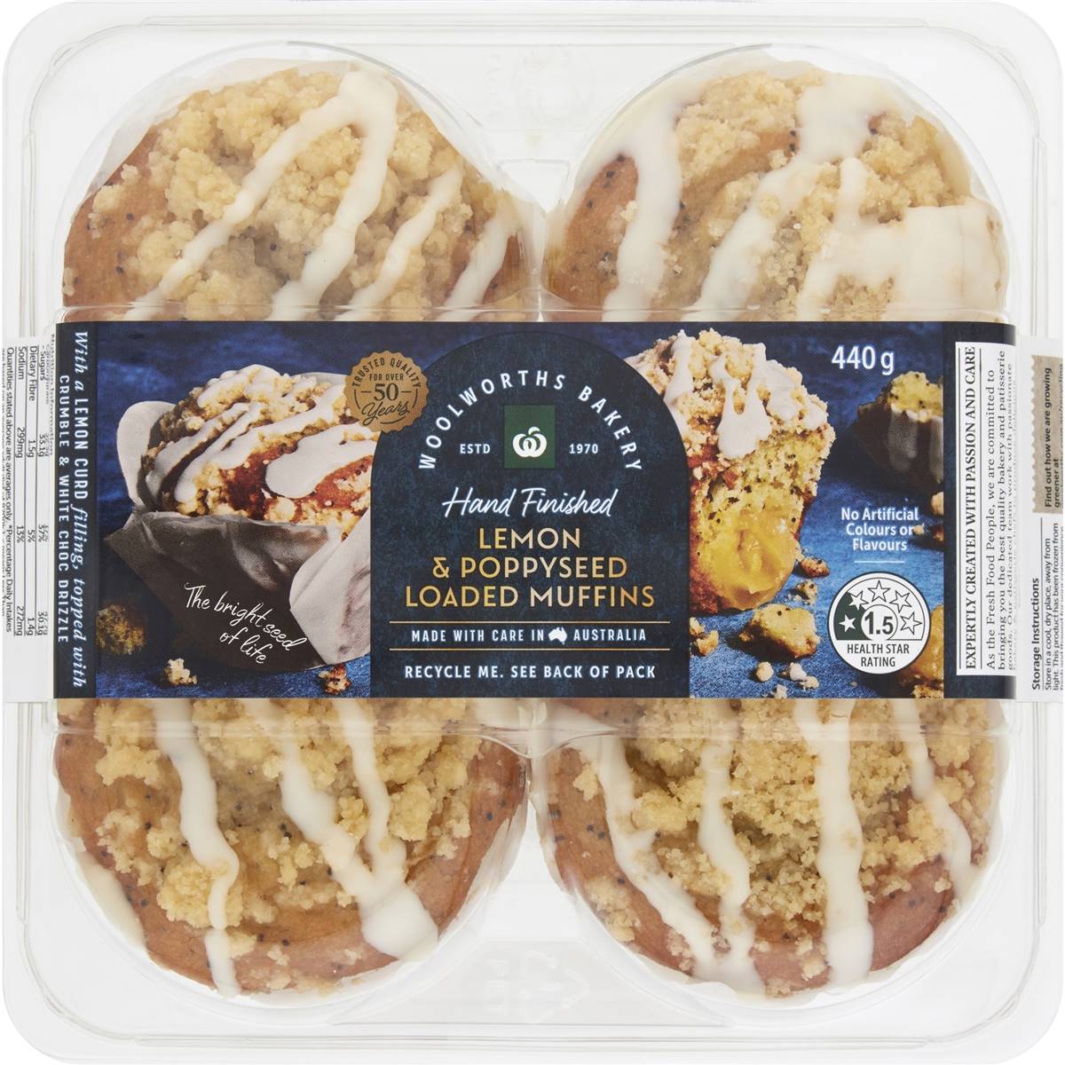 Woolworths Lemon Poppyseed Muffins 4 pack