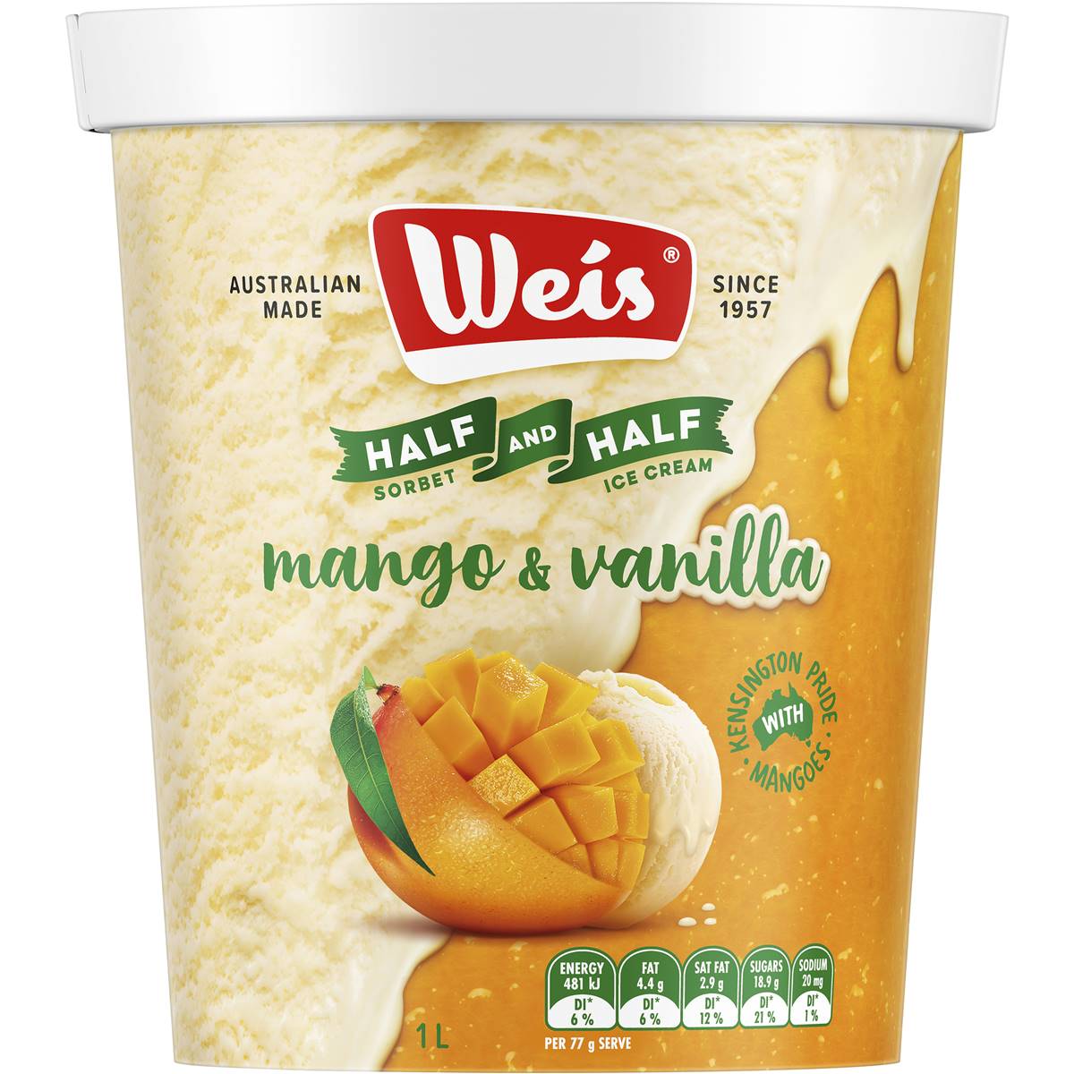 Calories in Weis Half & Half Mango & Vanilla Icecream