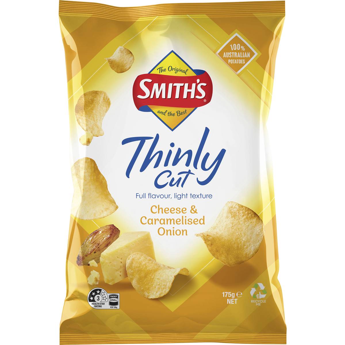 Calories in Smith's Thinly Cut Cheese & Caramelised Onion