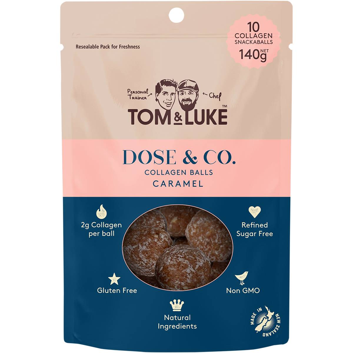 Calories in Tom & Luke Dose & Co Collagen Balls Caramel