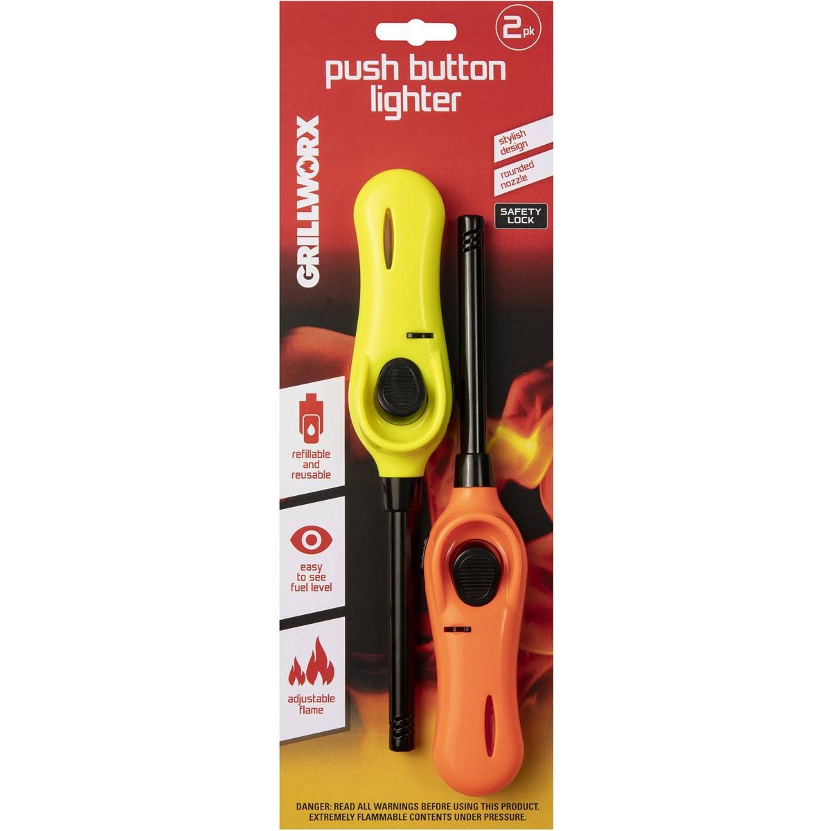 Grillworx Push Button Refillable Lighter 2 pack – Woolworths