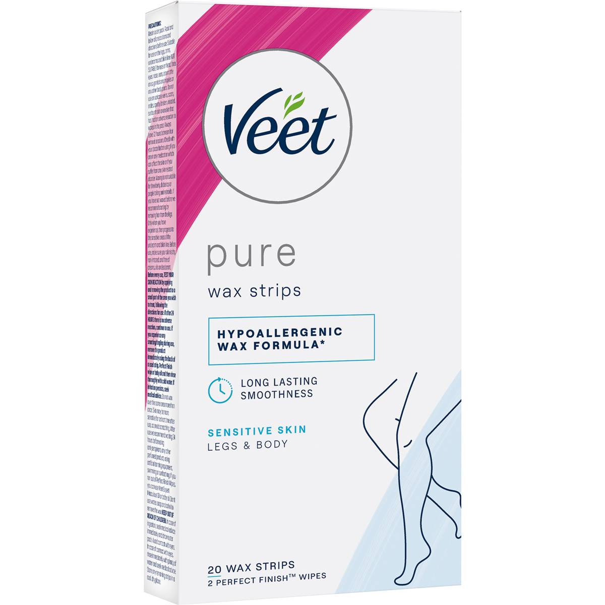 Veet Pure Cold Wax Strips Legs & Body 20 pack