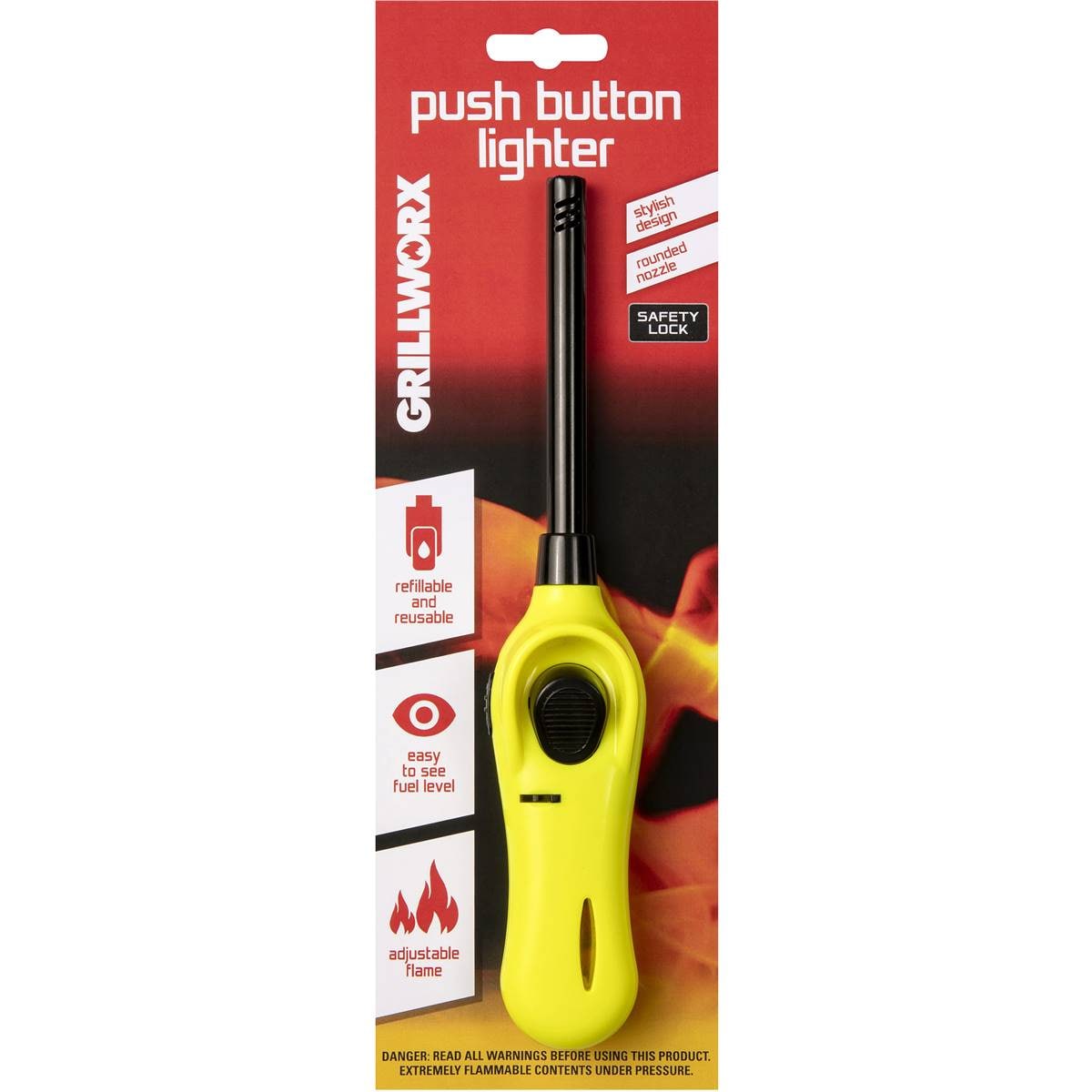Grillworx Push Button Refillable Lighter Assorted