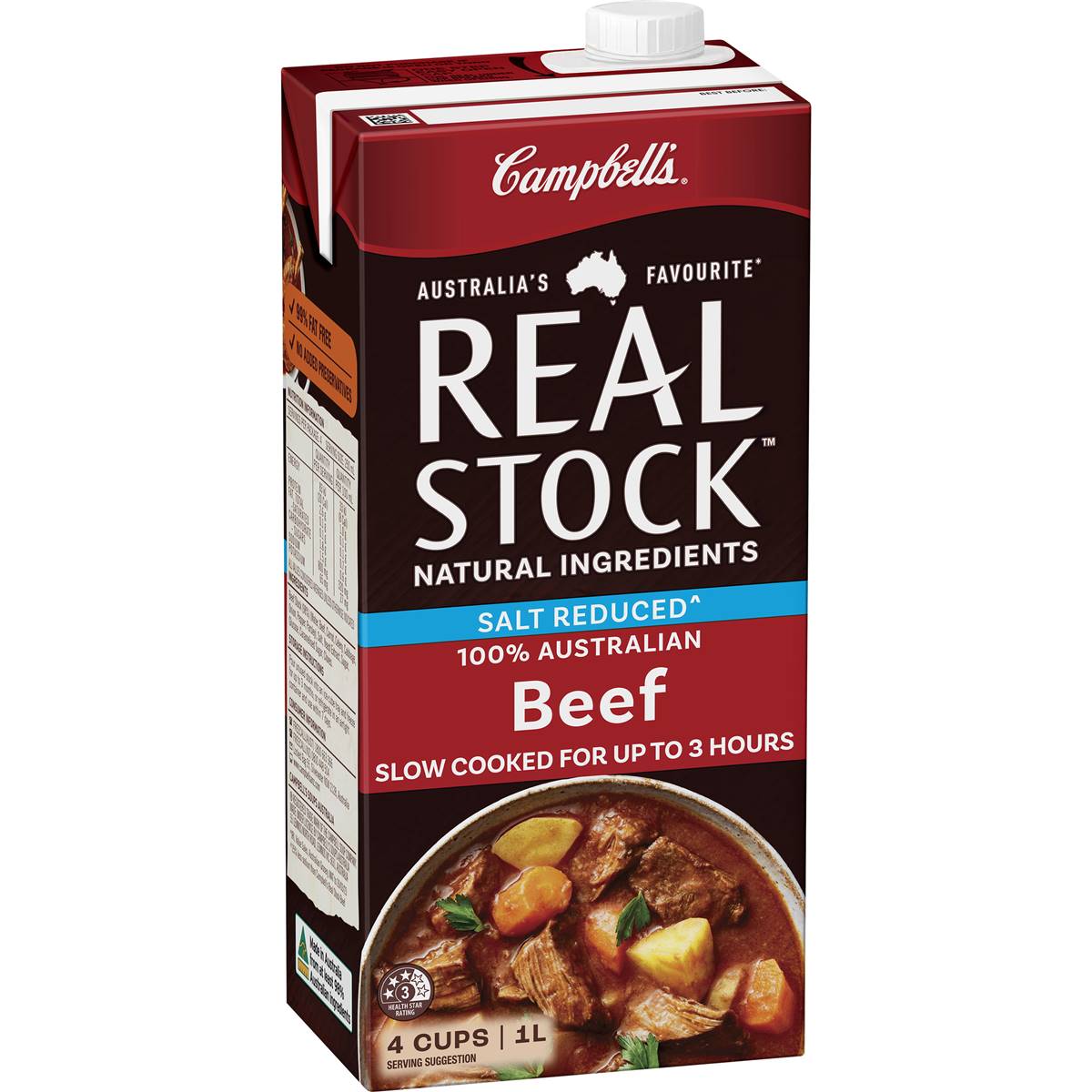 Calories in Campbell's Real Stock Beef Salt Reduced Liquid Stock