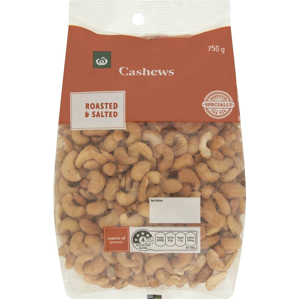 Calories in Woolworths Cashews Roasted & Salted