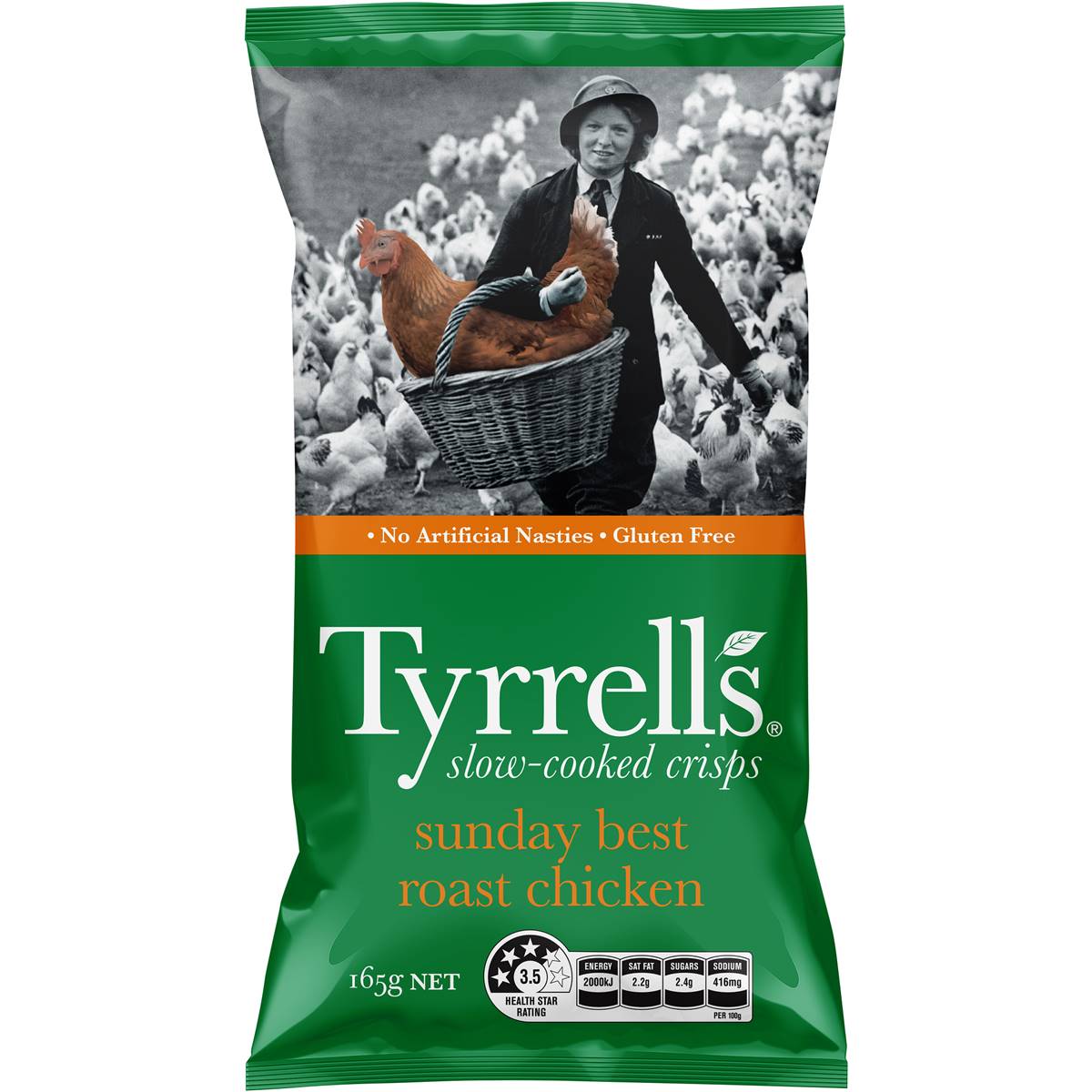 Calories in Tyrrells Tyrrell's Sunday Best Roast Chicken Chips