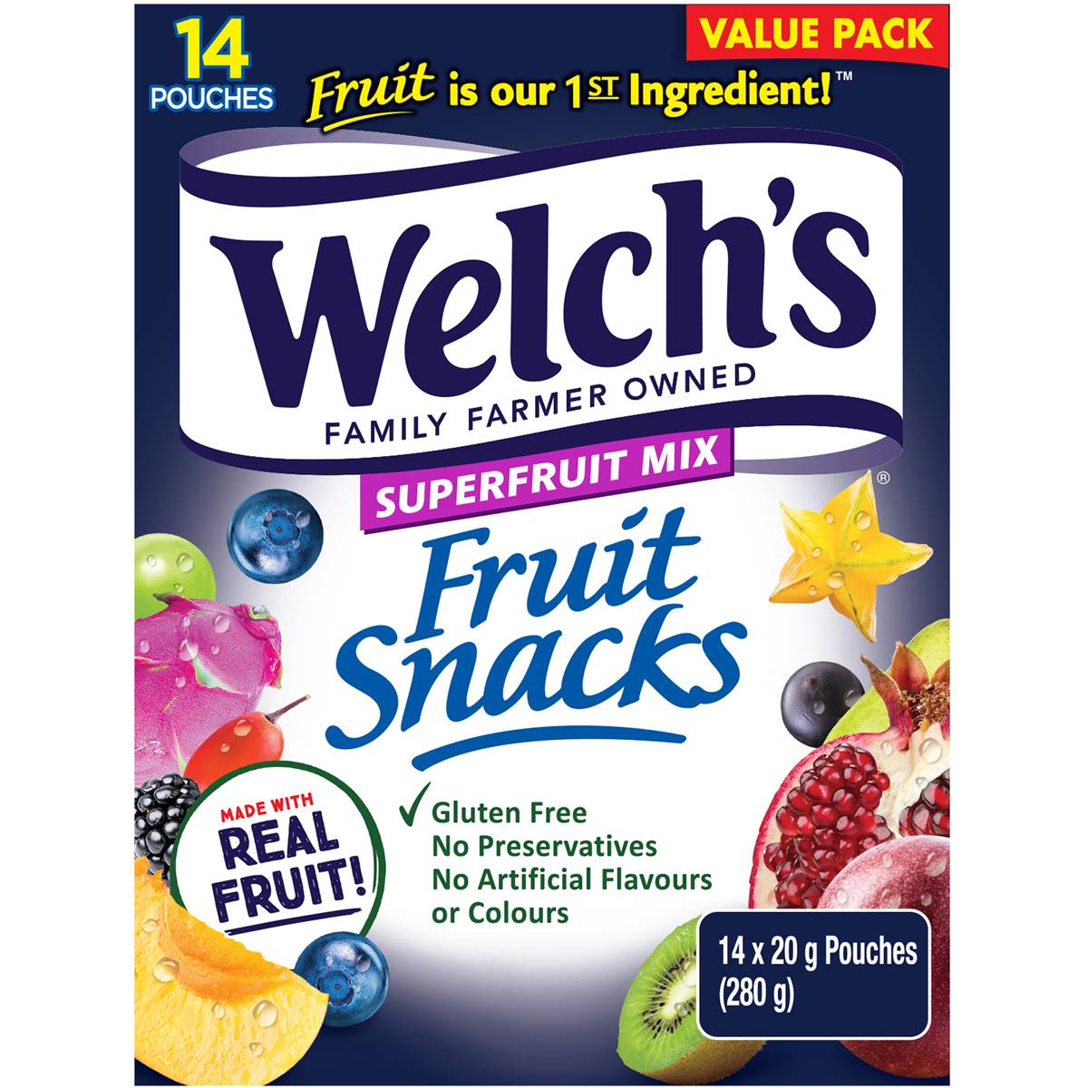 Calories in Welch's Superfruit Mix Fruit Snack Pouches