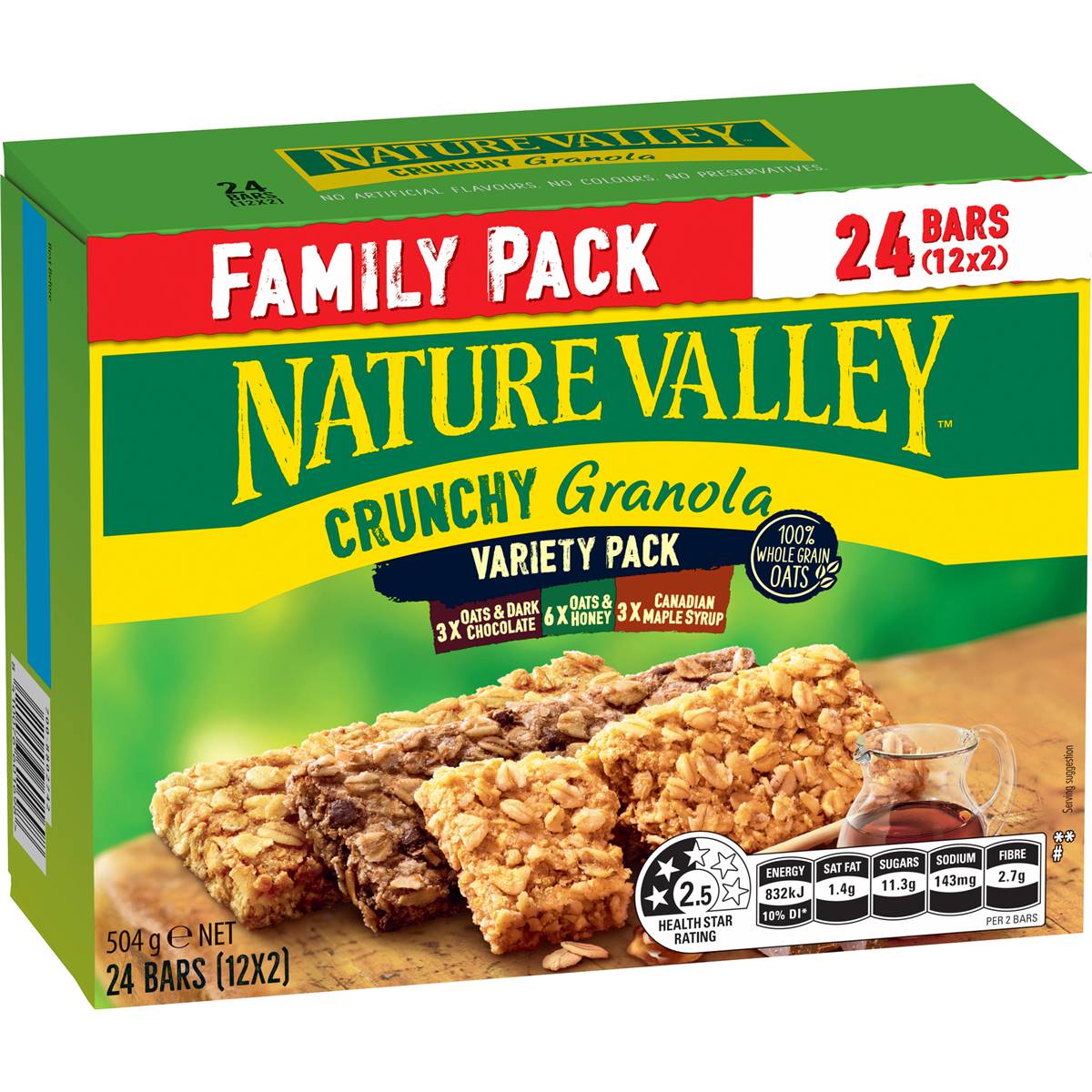 Calories in Nature Valley Crunchy Family Variety Granola Bars