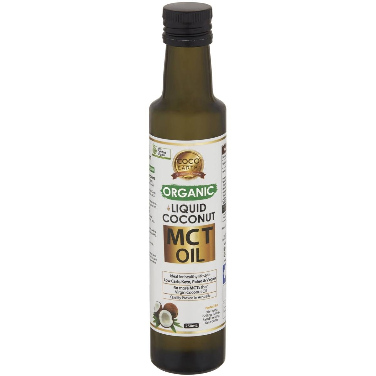 Calories in Coco Earth Organic Liquid Coconut Premium Oil Mct 100 Pure