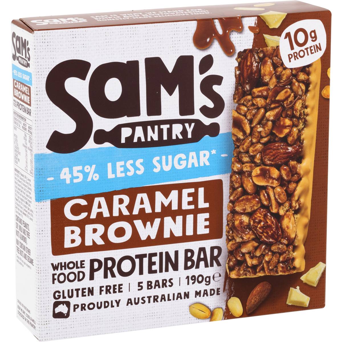 Sam's Pantry Caramel Brownie Low Sugar Protein Bars 5 pack