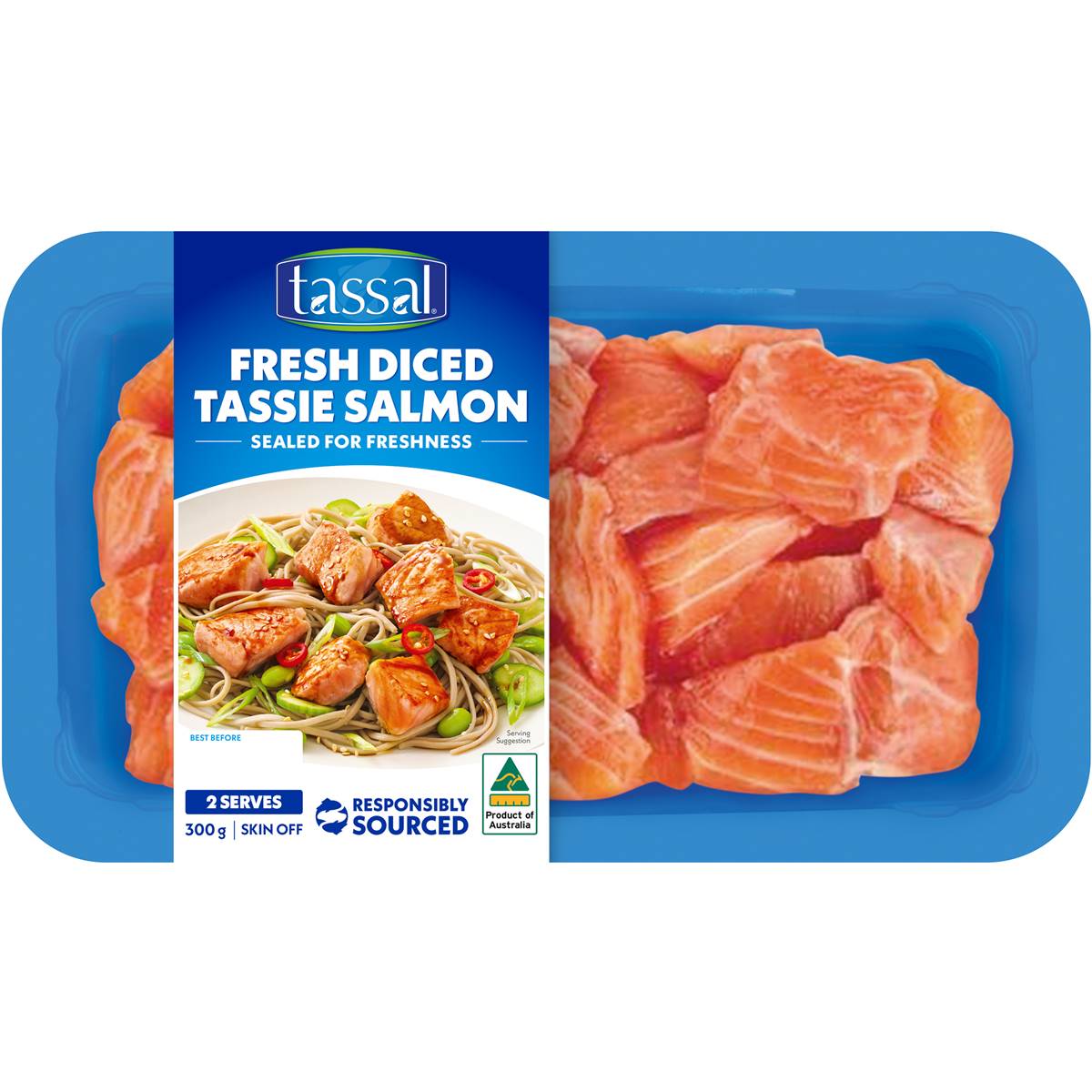Calories in Tassal Fresh Diced Tassie Salmon calcount
