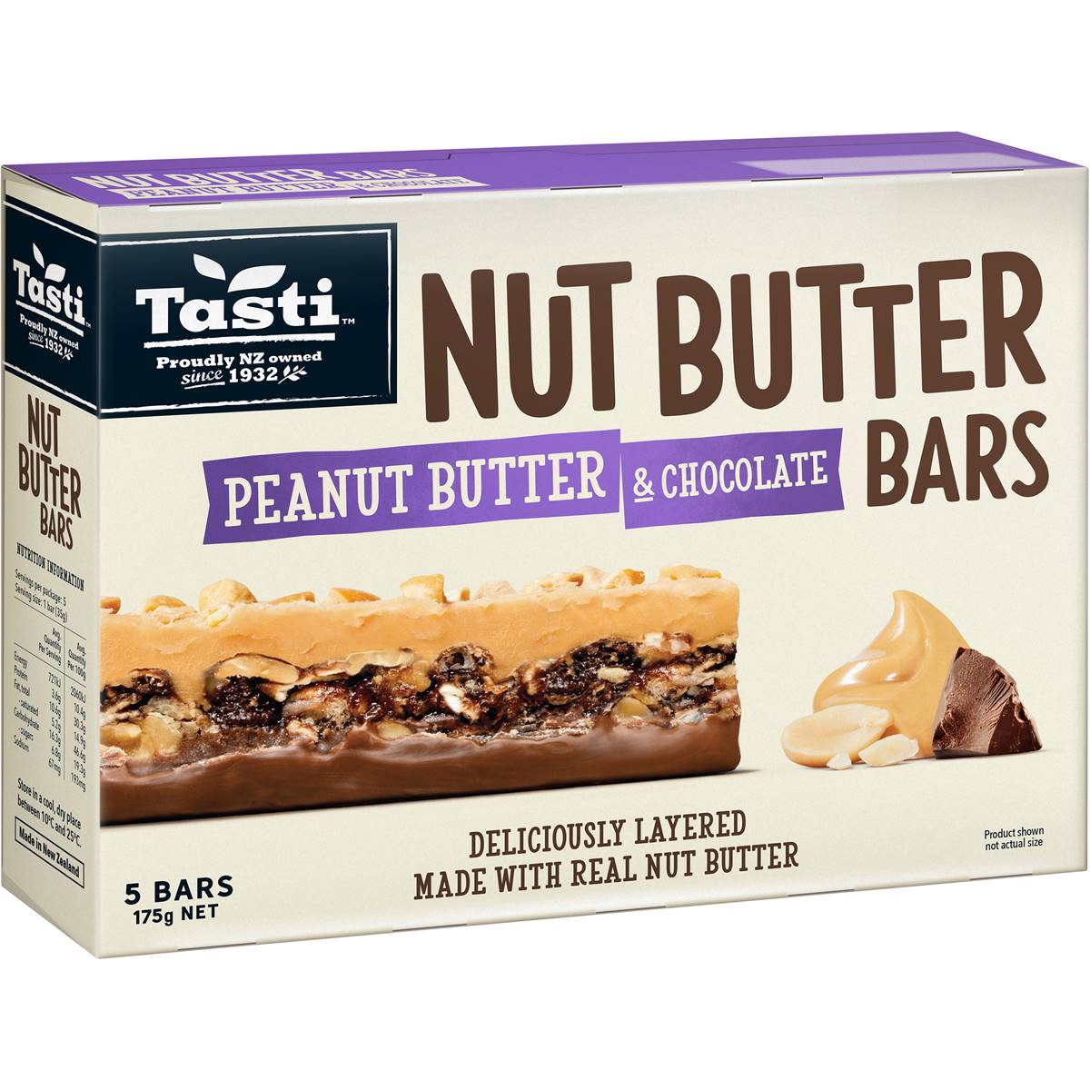 Calories in Tasti Nut Butter Bars Peanut Butter & Chocolate
