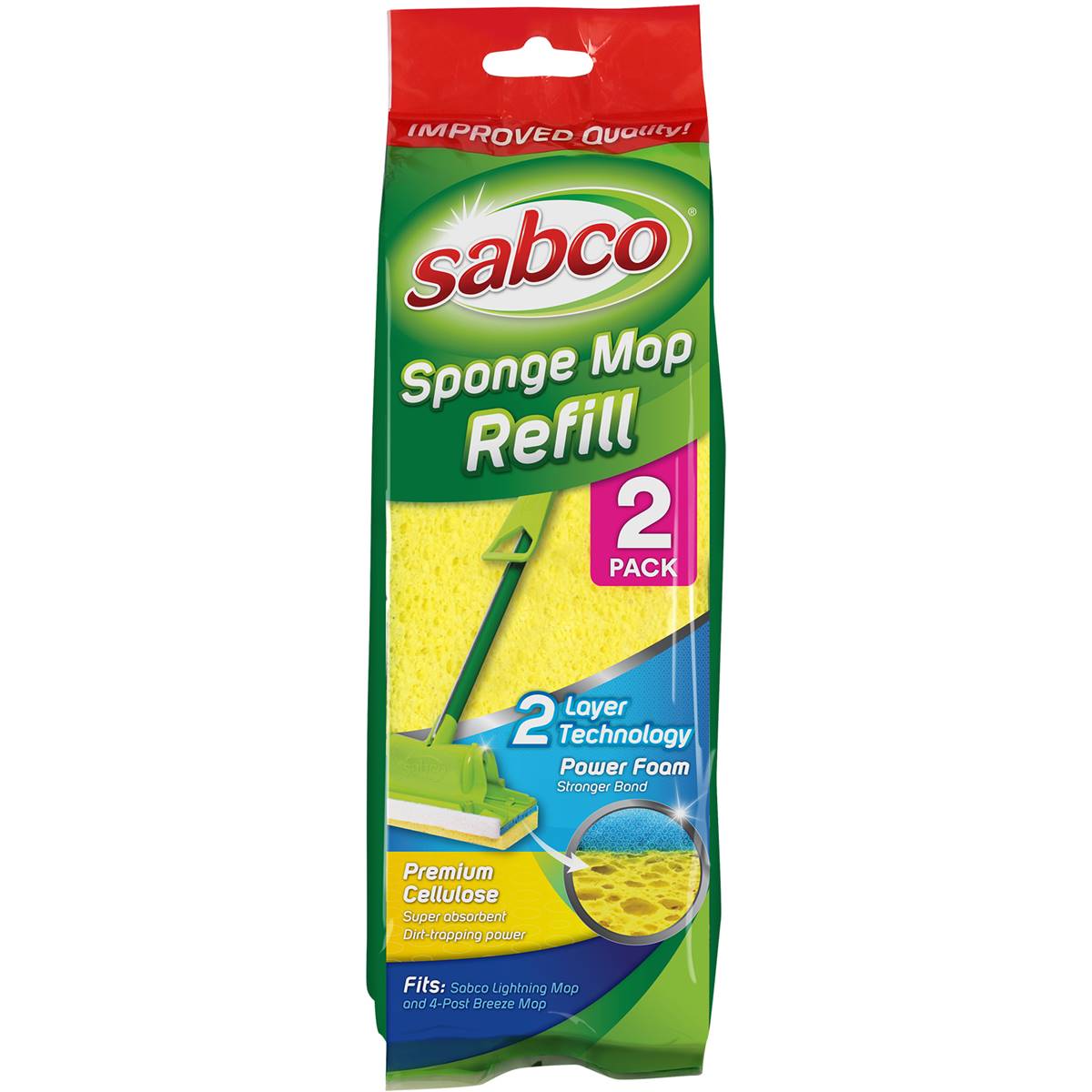 Sabco Sponge Mop Refill 2 pack
