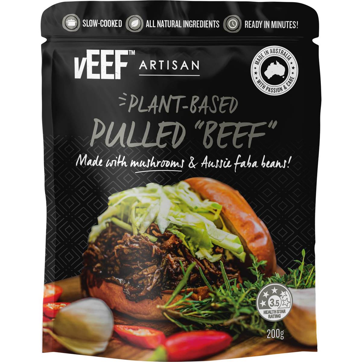 Calories in Veef Artisan Plant Based Pulled Beef Chilled Meal