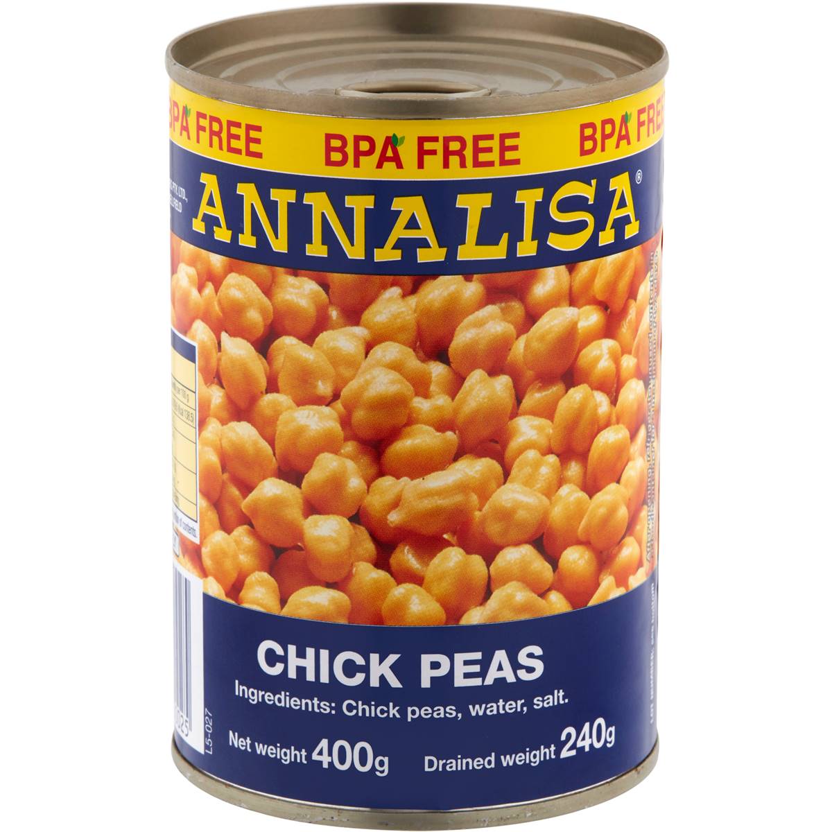 Calories in Annalisa Organically Farmed Chickpeas Calorie Counter Australia