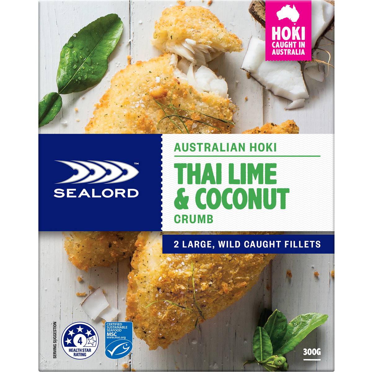 Calories in Sealord Australian Hoki Thai Lime & Coconut Crumb Fish Fillets