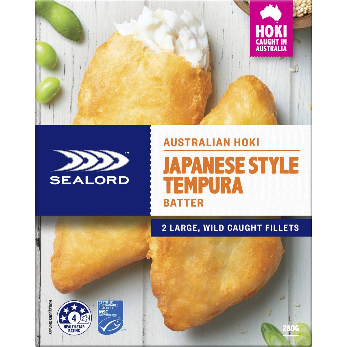 Calories in Sealord Premium Hoki Fillets Honey Soy Tempura Calorie