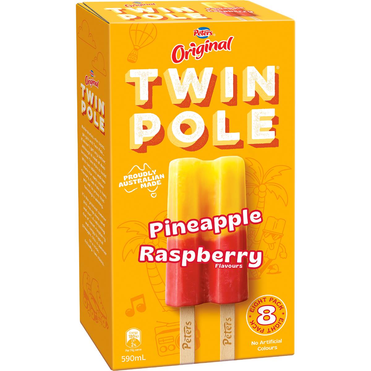 Peters Original Twin Pole Pineapple & Raspberry 8 pack