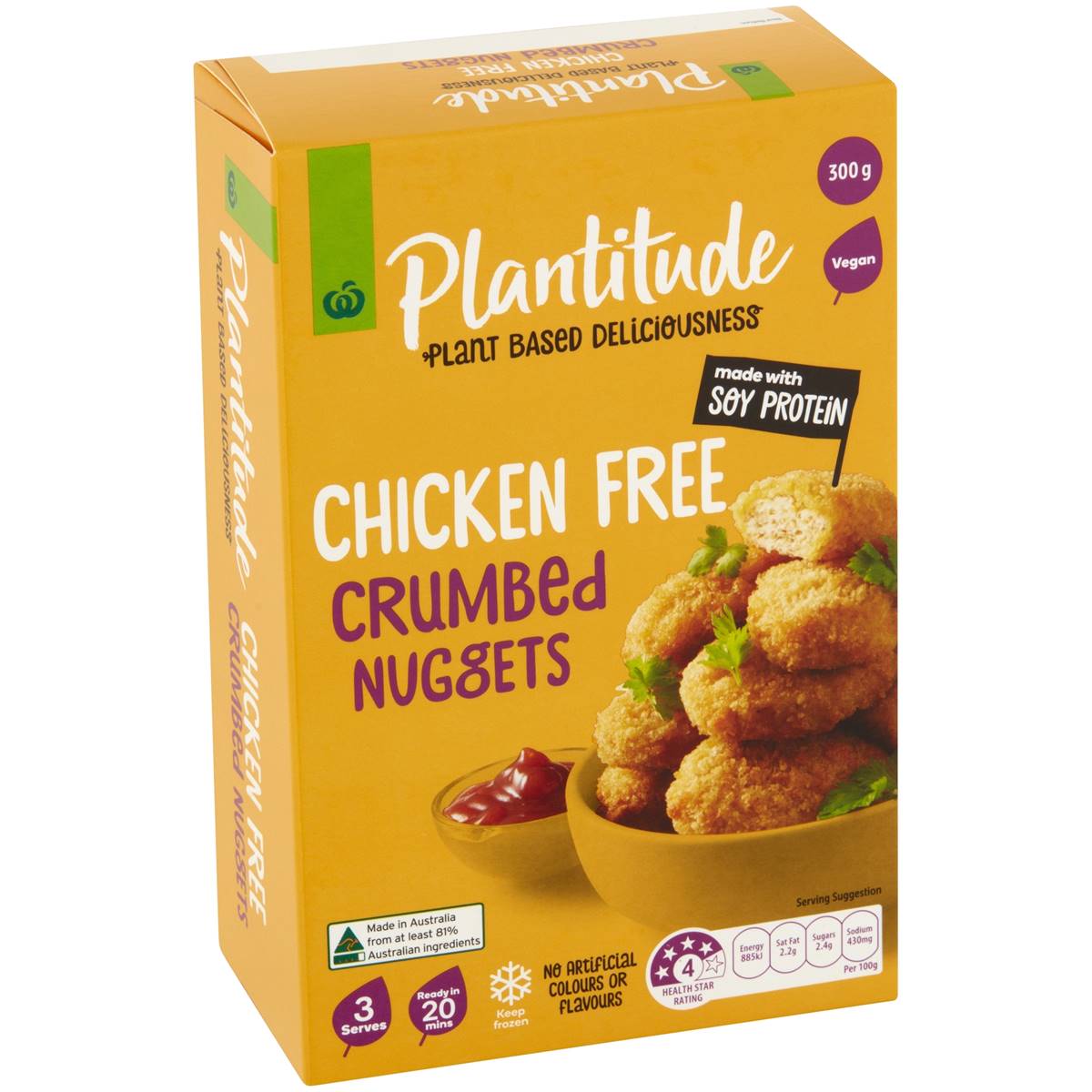Calories in Woolworths Plantitude Chicken Free Crumbed Nuggets