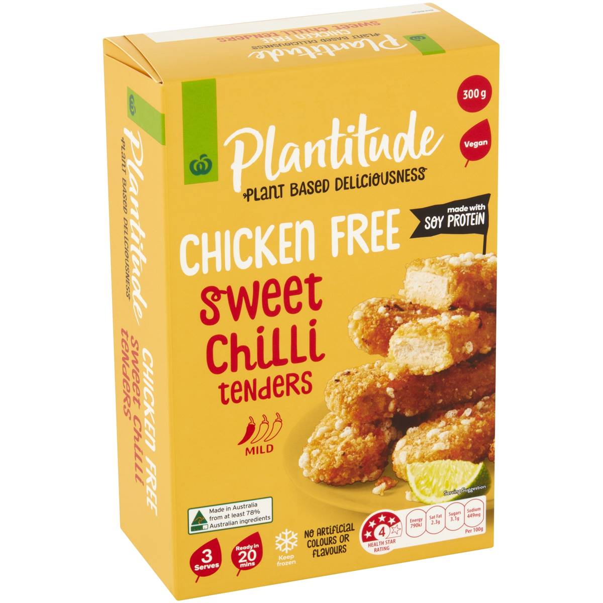 Calories in Woolworths Plantitude Chicken Free Sweet Chilli Tenders Mild