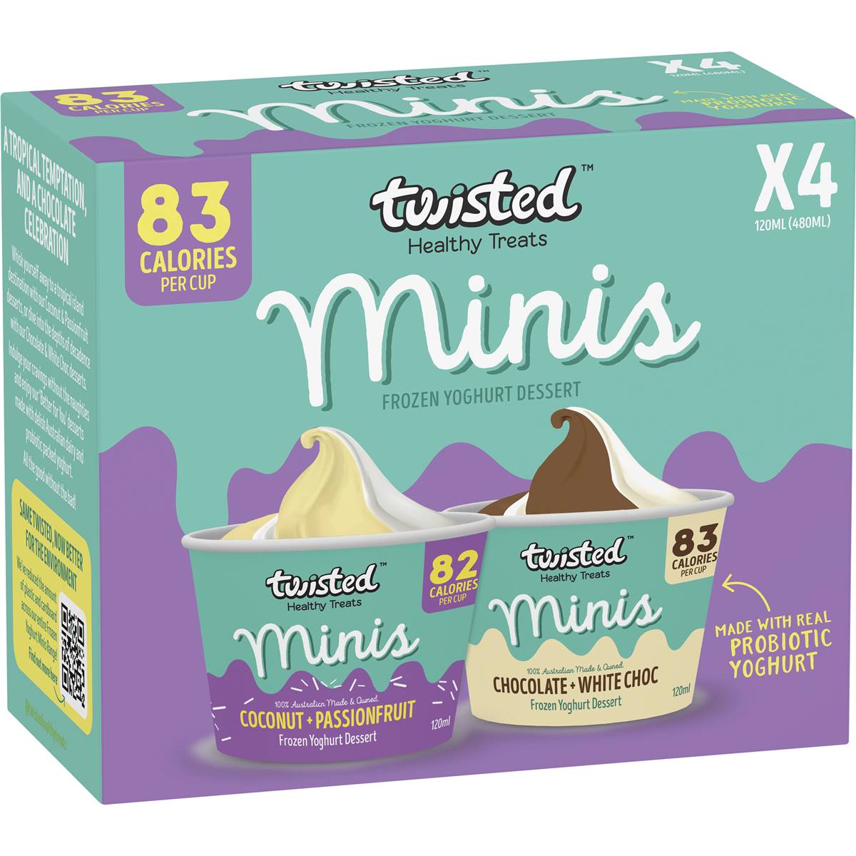 Twisted Healthy Treats Coconut Passionfruit White Choc Minis Frozen Yoghurt