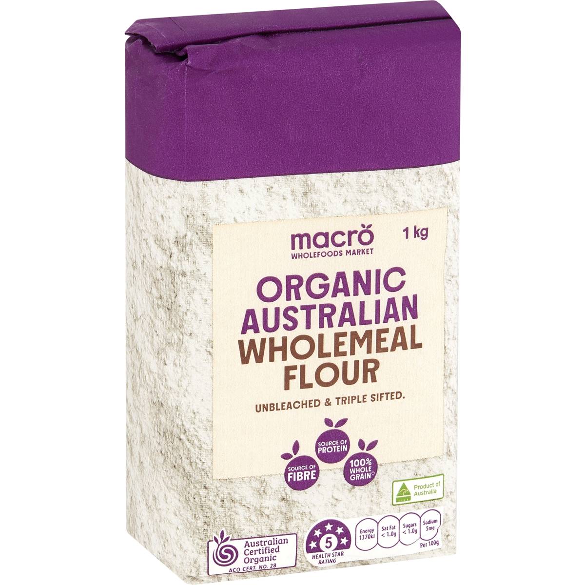 Macro Organic Australian Wholemeal Plain Flour Unbleached