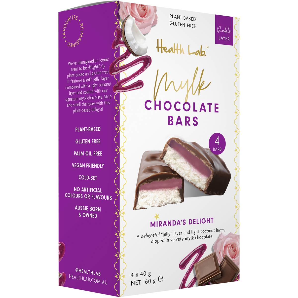 Calories in Health Lab Mirandas Delight Mylk Chocolate Bar