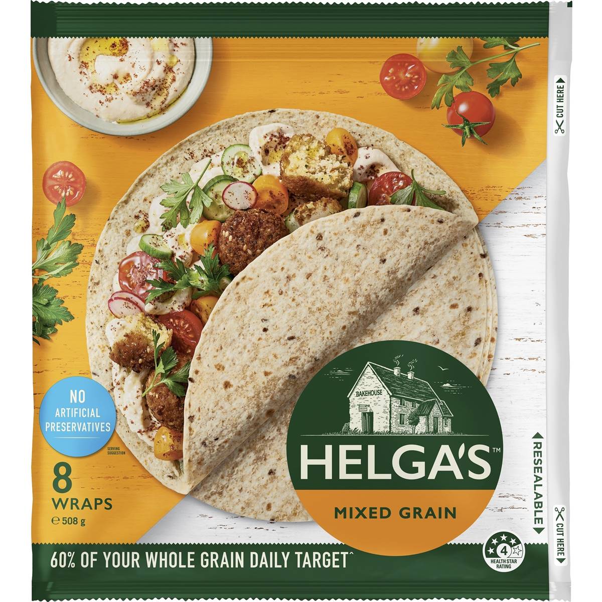 Calories in Helga's Wraps Mixed Grain calcount