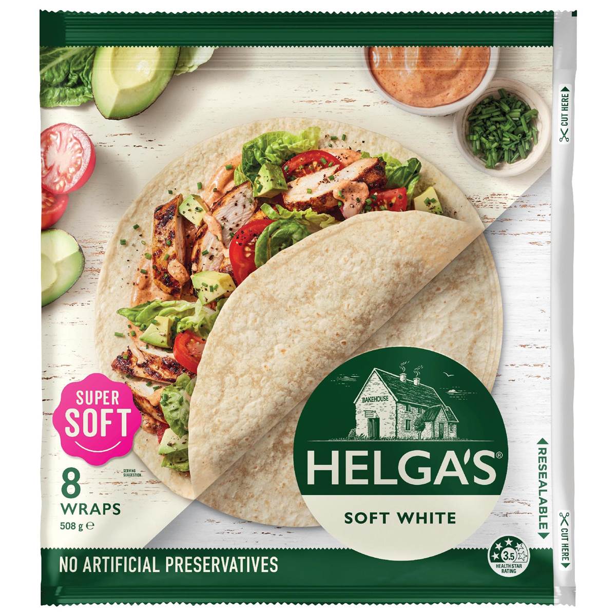 Calories in Helga's Traditional White Wraps calcount