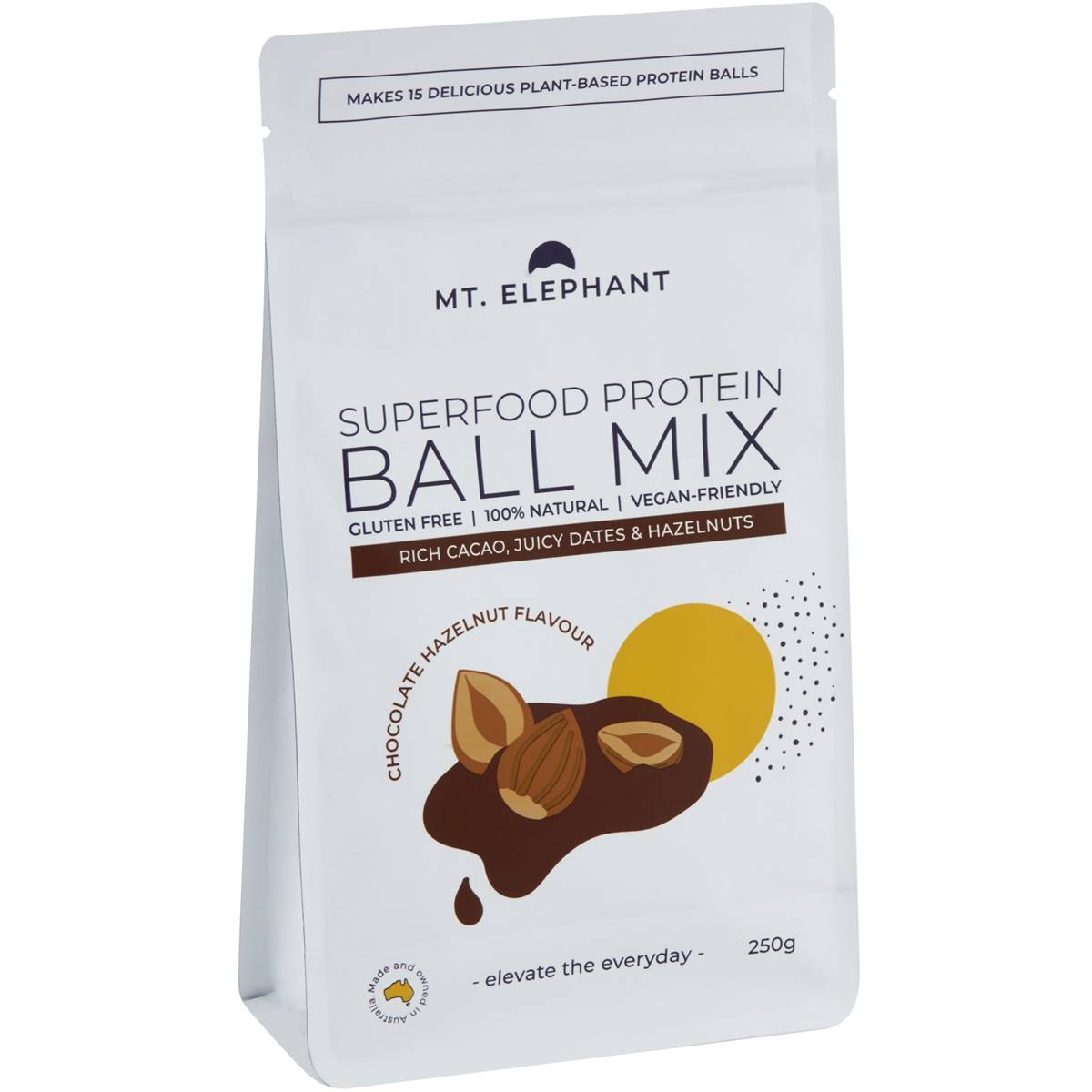 Calories in Mt Elephant Superfood Protein Ball Mix Chocolate Hazelnut