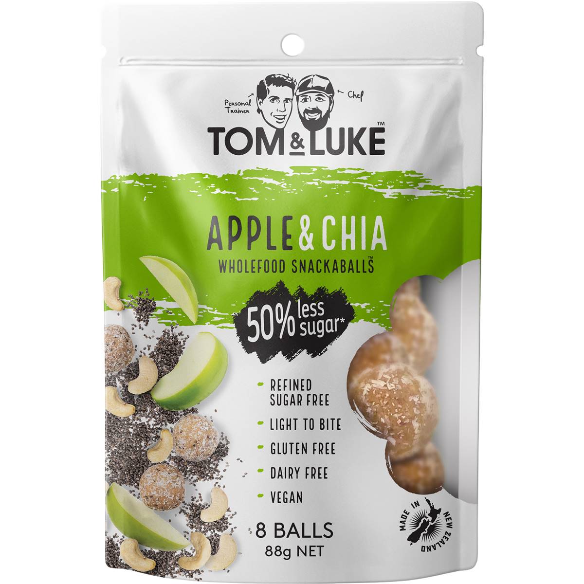 Calories in Tom & Luke Apple & Chia Snackaballs