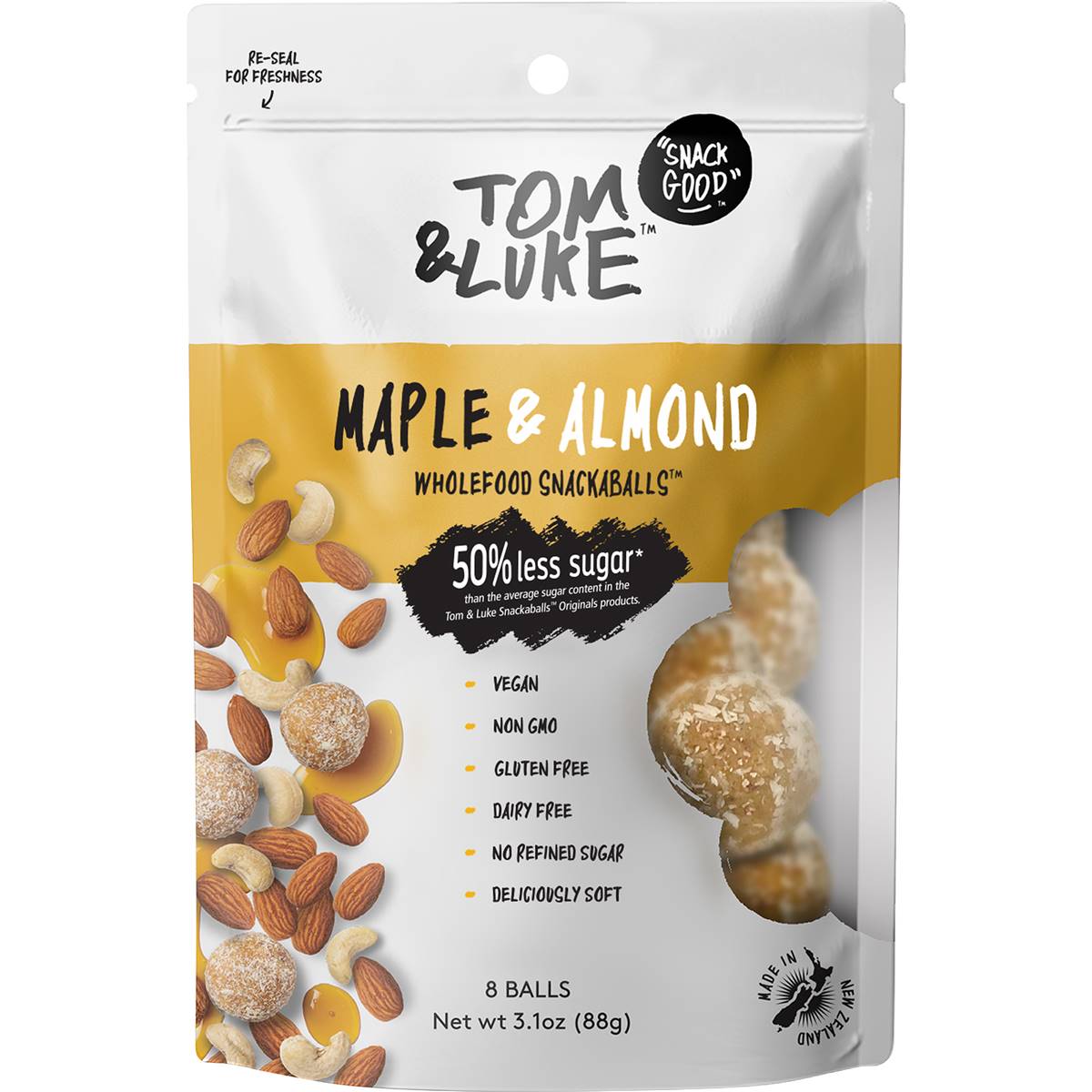 Calories in Tom & Luke Maple & Almond Snackaballs