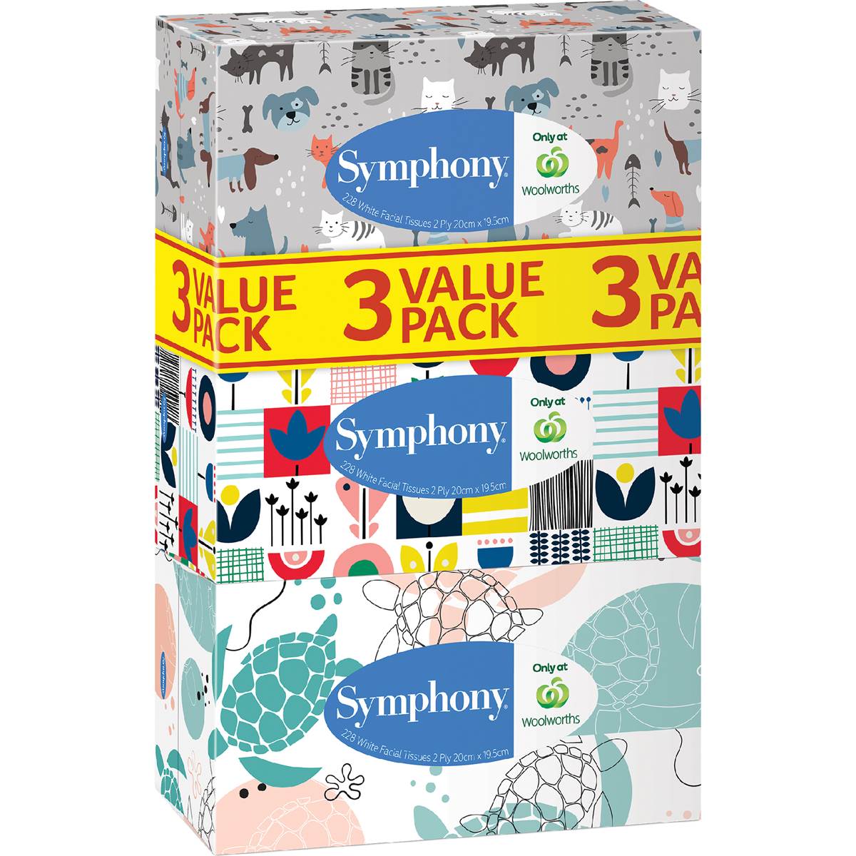Symphony Facial Tissues White 228Ss