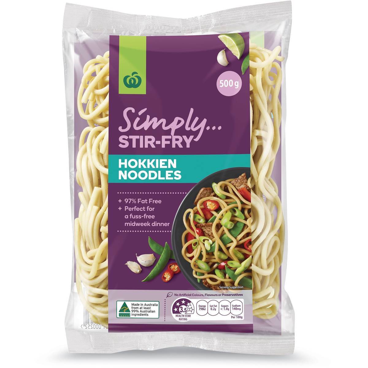 Calories in Woolworths Simply Stir-fry Hokkien Noodles