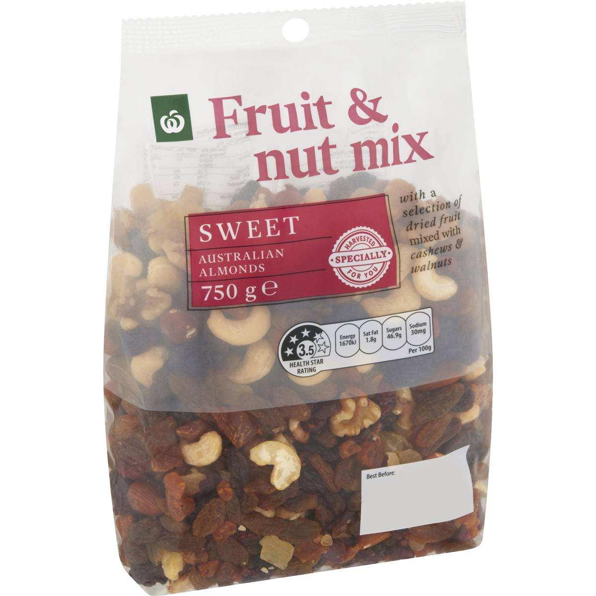 Calories in Woolworths Mixed Nuts & Fruit