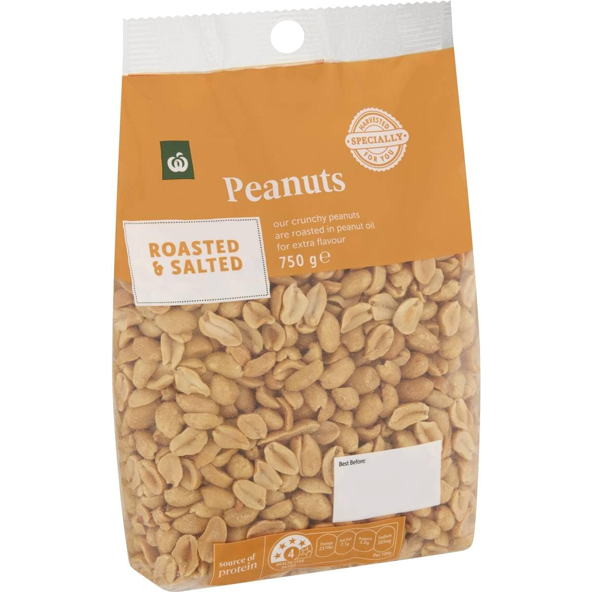 Calories in Woolworths Peanuts Roasted & Salted calcount