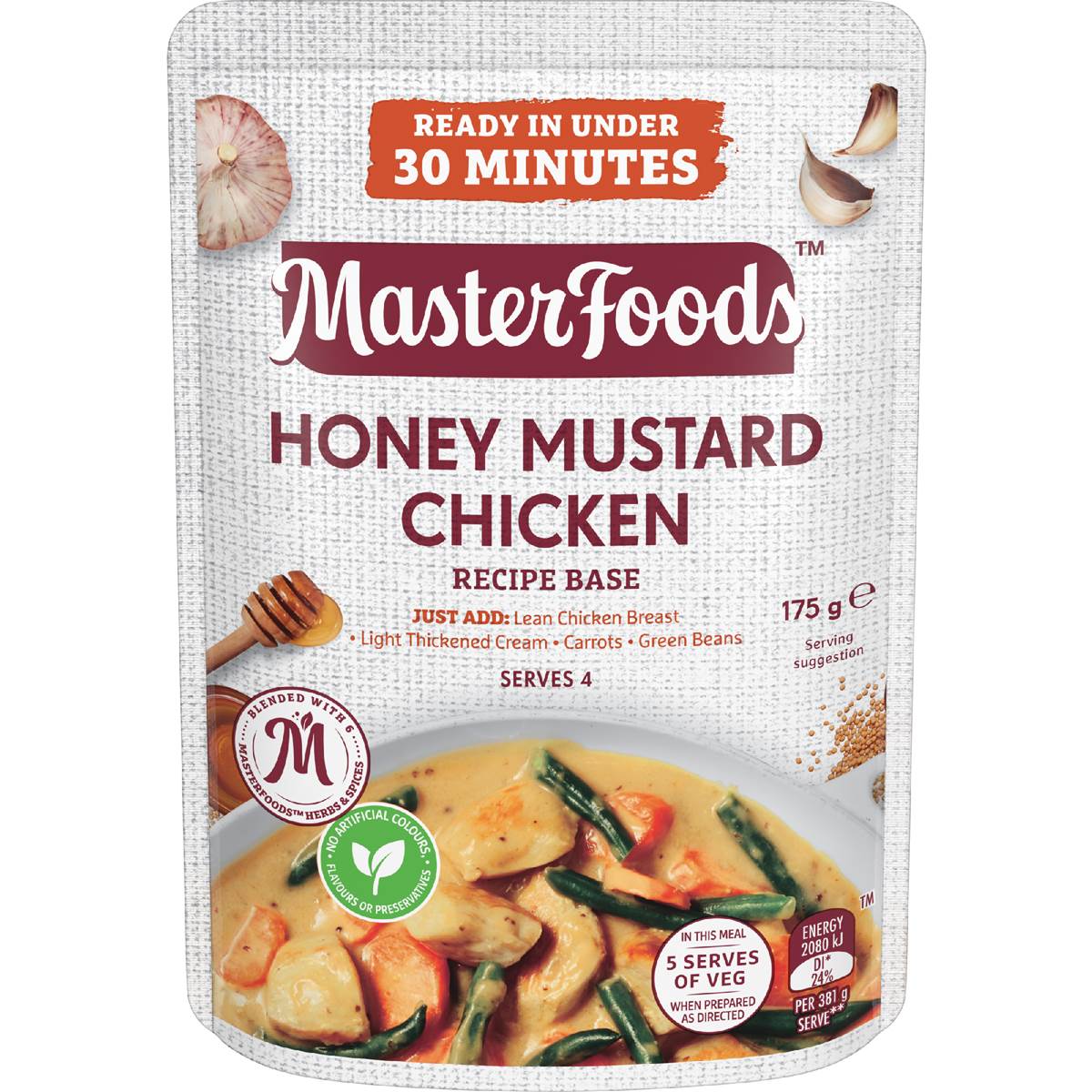 Calories in Masterfoods Honey Mustard Chicken Recipe Base Calorie
