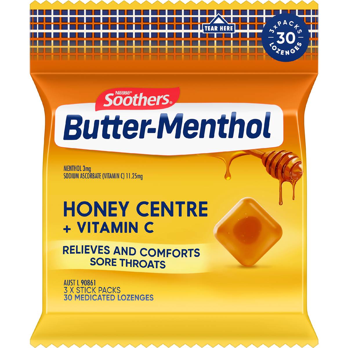 Calories in Nestle Buttermenthol Throat Lozenge Liquid Centre Honey