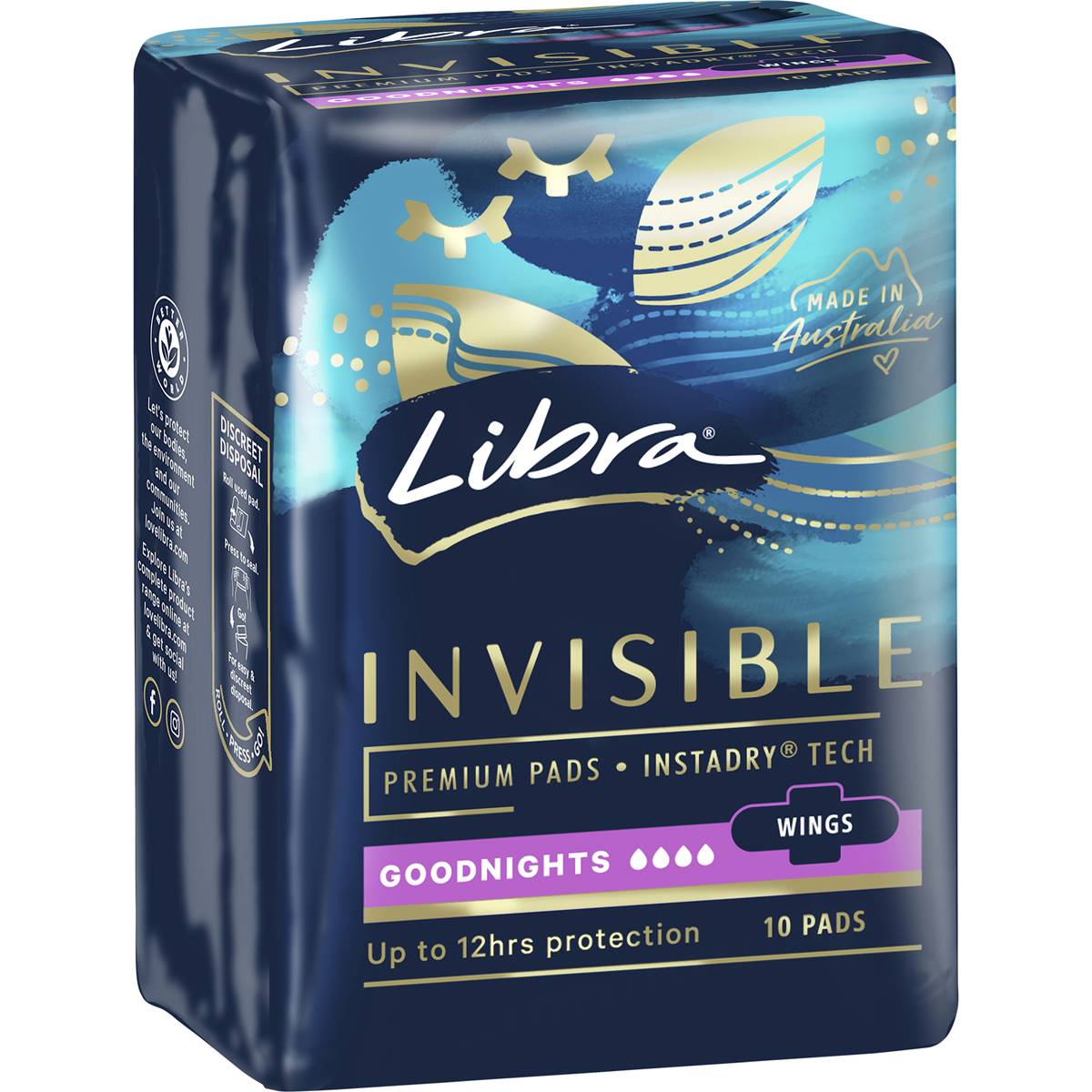 Libra Invisible Pads Goodnights With Wings 10 pack