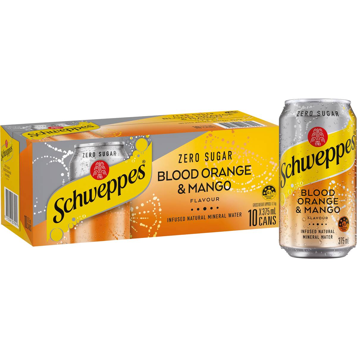 Calories in Schweppes Infused Natural Mineral Water Blood Orange & Mango