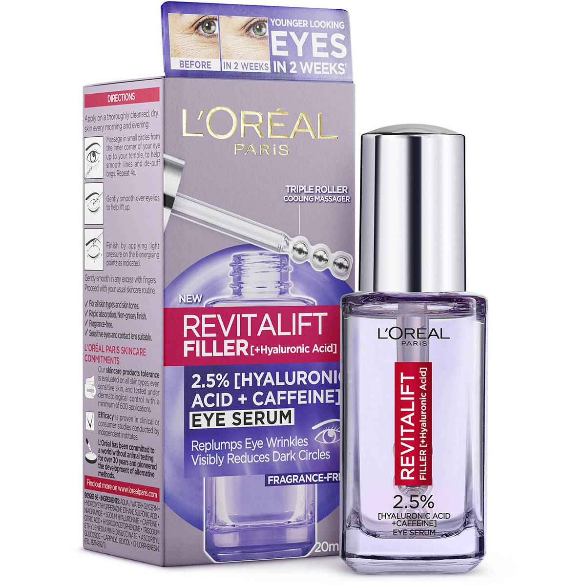 L'Oreal Paris Revitalift Filler Fragrance Free Eye Serum 20mL