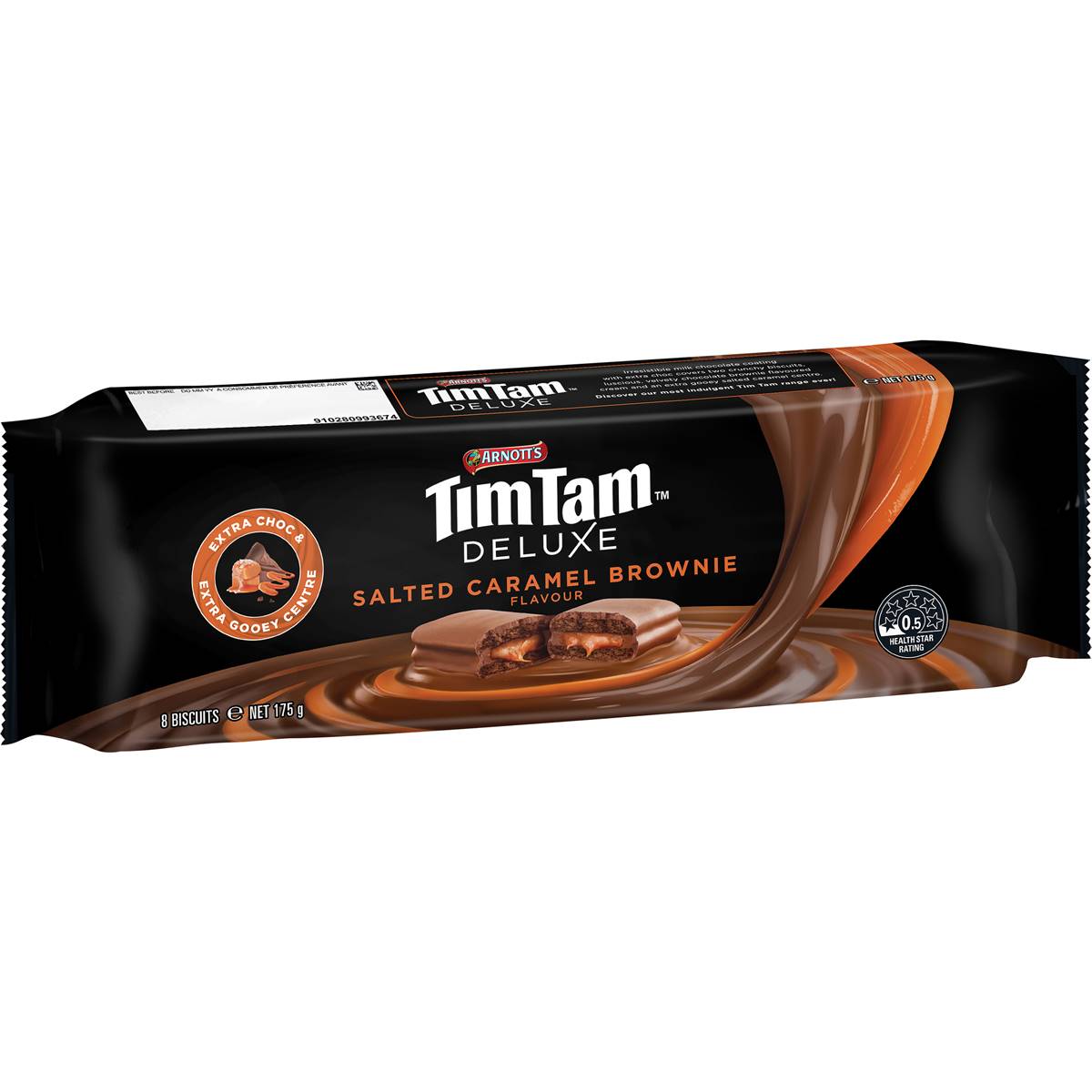 Calories in Arnotts Tim Tam Deluxe Chocolate Biscuits Salted Caramel Brownie calcount