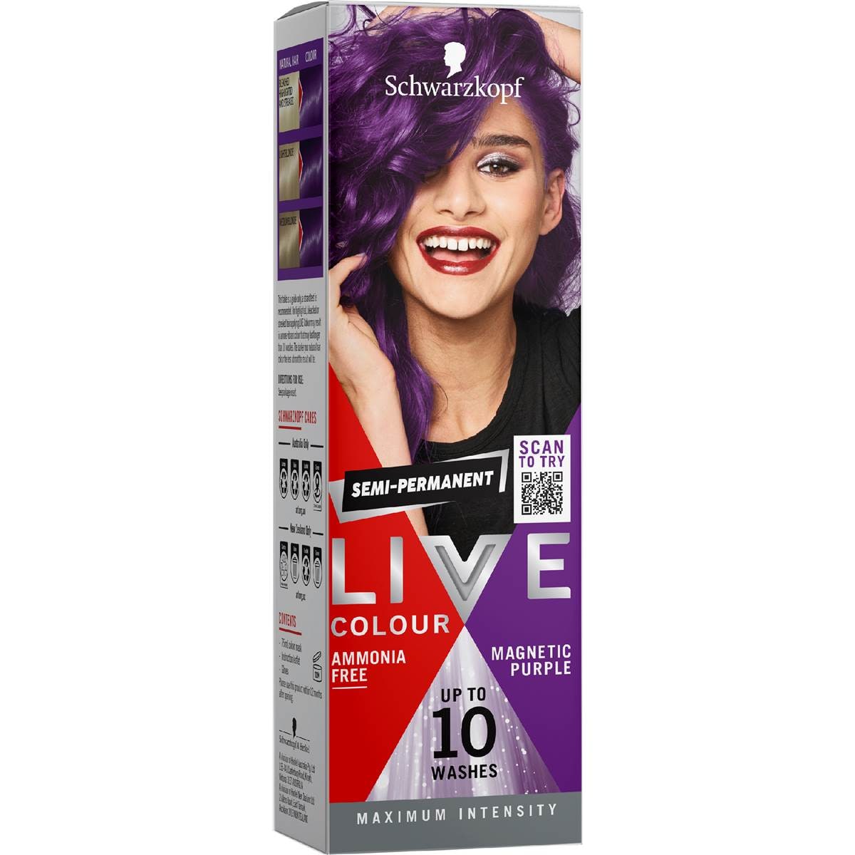 Schwarzkopf Live Colour Hair Dye Semi Permanent Magnetic Purple each